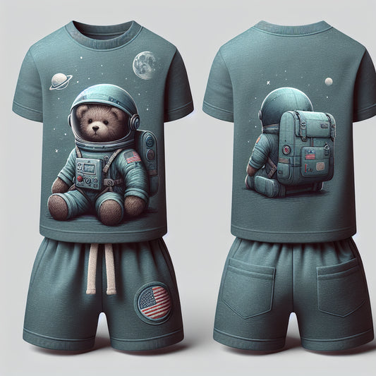 Amarlee Collection illustration of a teddy bear dressed in a detailed astronaut suit