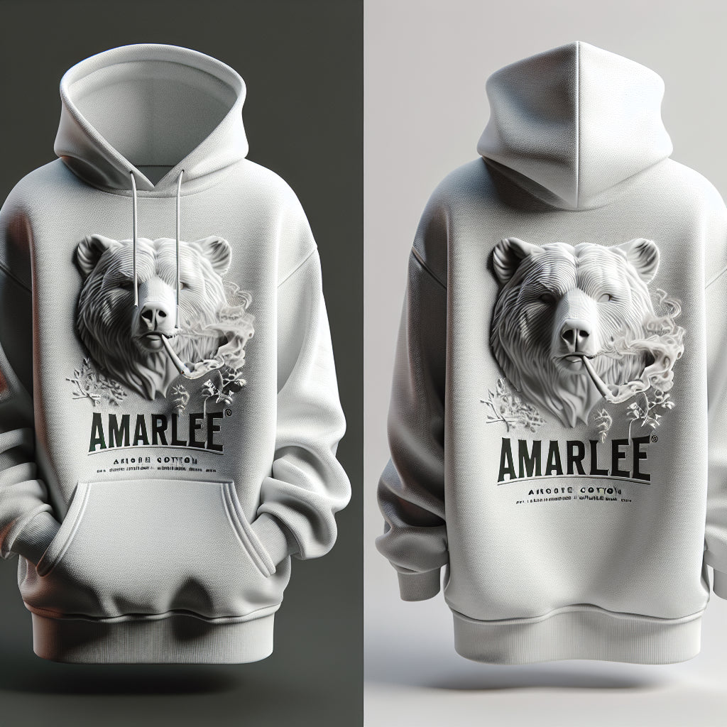 Amarlee 420 Collection Premium 3D Embossed bear smoking. Oversized Cotton Hoodie
